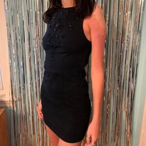 TOPSHOP EMBELLISHED BLACK BODYCON DRESS